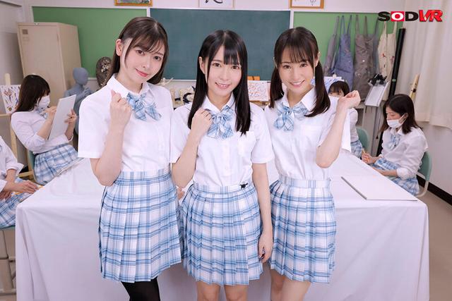 【VR】男がボク1人だけの美術部で、J系にハーレム全裸デッサンで誘惑されて痴女られまくるヌードモデル体験VR サンプル画像 5