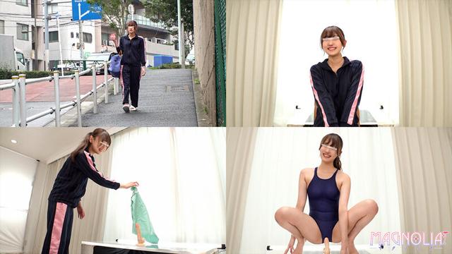 『美尻でデカ尻なアスリート女子限定！1cmだけ挿入ディルド空気イスに挑戦！』鍛えられた美しいボディーラインの水泳部JDが挑戦☆ピチピチ競泳水着姿でガニ股耐久…美脚ガクブル超絶頂！水着もま●こもグショグショに濡らしまくりの大量潮噴射♪【街角素人モニタリング… サンプル画像 1