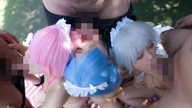 オッパイ100cm爆乳Iカップ美少女コスプレイヤー野外露出撮影会 サンプル画像 10
