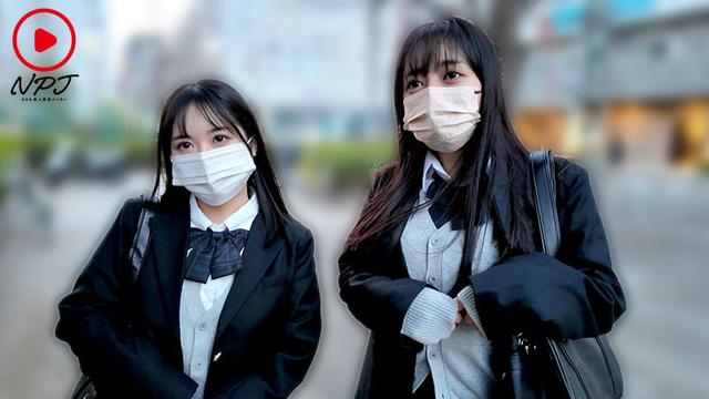 千●県船●市偏差値38女子校に通うおっぱい発育過剰J●塩対応マスク女子（SNSでパパ活始めたて）2人の中出しSEX映像公開 サンプル画像 1