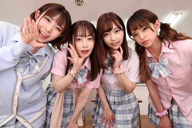 【VR】ココが噂のヤリマン学園～臨時教員として採用された僕に襲いかかる生徒たち～ 絶品連続おしゃぶり誘惑テスト さつき芽衣 沙月恵奈 天然美月 渚みつき サンプル画像 11